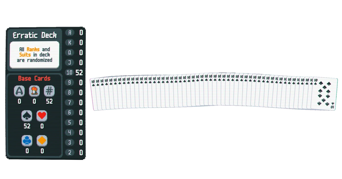 52 spade tens in the Erratic Deck